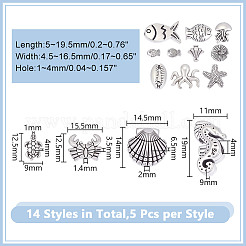 60Pcs 14 Styles Tibetan Style Alloy Beads&nbsp;FIND-HY0004-59