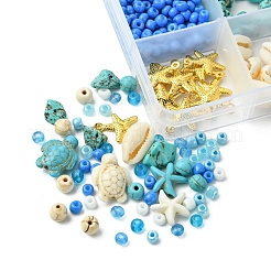 DIY Synthetic Turquoise & Seed Beads Bracelets Making Kits&nbsp;DIY-FS0006-99