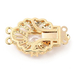Brass Micro Pave Clear Cubic Zirconia Box Clasps&nbsp;KK-E052-01E-G01