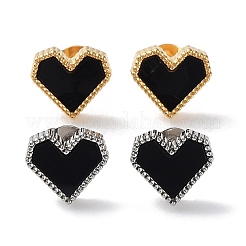6 Pair 2 Color Heart Acrylic Stud Earrings&nbsp;EJEW-A024-12A