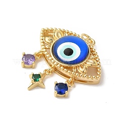 Evil Eye Rack Plating Brass Cubic Zirconia Pendants&nbsp;KK-G504-20G-01