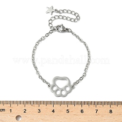 304 Stainless Steel Paw Print Link Bracelets&nbsp;BJEW-F500-02P