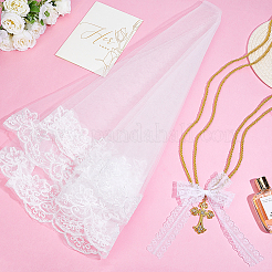Polyester Bridal Veils and Polyester Cord Wrist Corsages for Wedding&nbsp;HJEW-BC00090-01