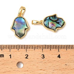 Natural Paua Shell Religion Hamsa Hand Pendants&nbsp;KK-G538-33G