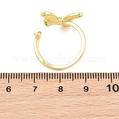 Butterfly Brass Micro Pave Cubic Zirconia & Enamel Cuff Ring Settings&nbsp;KK-CBAC351-05P