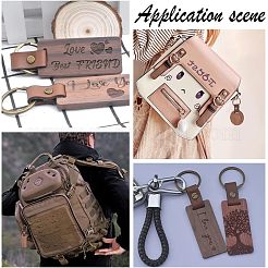 6Pcs 2 Style Imitation Leather & Walnut Wood Keychain&nbsp;KEYC-NB0001-47
