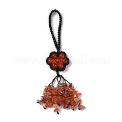 Flower Natural Agate Braided Thread Pendant Decorations&nbsp;HJEW-K046-04F
