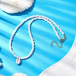 Bohemia Natural Cowrie Shell Pendant Necklaces&nbsp;NJEW-JN04783-02