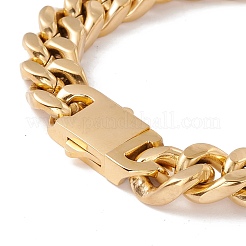 Ion Plating(IP) 304 Stainless Steel Curb Chains Bracelet for Women&nbsp;BJEW-E107-03G-01