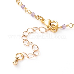 Faceted Round Natural Gemstone Beaded Anklets&nbsp;AJEW-AN00360