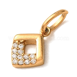 304 Stainless Steel Micro Pave Clear Cubic Zirconia Charms&nbsp;CU-CBA703A-07G