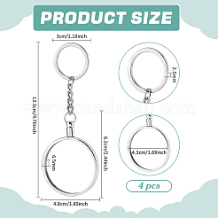 4Pcs Flat Round Zinc Alloy Coin Holder Keychains&nbsp;KEYC-FG0001-26A-P