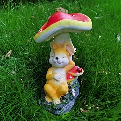 Resin Rabbit with Mushroom Figurines&nbsp;GARD-PW0001-03