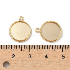 Flat Round Brass Pendant Cabochon Settings&nbsp;KK-K414-14E-G