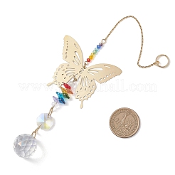 201 Stainless Steel Butterfly Shape & Rainbow Crystal Glass Hanging Suncatcher&nbsp;HJEW-JM04682