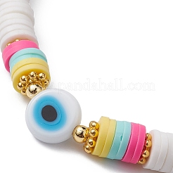 Polymer Clay Heishi Surfer Stretch Bracelet&nbsp;BJEW-JB09641