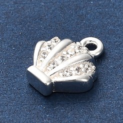 925 Sterling Silver Micro Pave Clear Cubic Zirconia Shell Shaped Charms&nbsp;STER-U009-09S-01