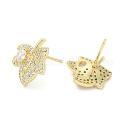 Rack Plating Brass Micro Pave Clear Cubic Zirconia Stud Earrings for Women&nbsp;EJEW-M260-21G