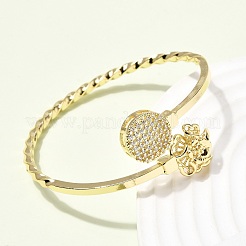 Brass Micro Pave Clear Cubic Zirconia Cuff Bangles for Women&nbsp;BJEW-F526-09G