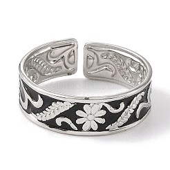 304 Stainless Steel Enamel Open Cuff Rings for Women&nbsp;RJEW-F166-35P-02