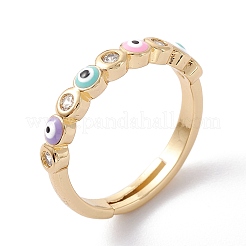 Brass Micro Pave Clear Cubic Zirconia Adjustable Rings&nbsp;RJEW-A002-11G