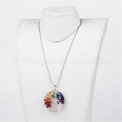 Tree of Life Mixed Stone Big Pendants Necklaces&nbsp;NJEW-JN01684