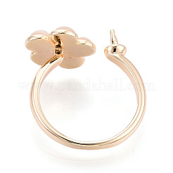 Flower Brass Micro Pave Clear Cubic Zirconia & Shell Cuff Ring Settings&nbsp;KK-T076-75G