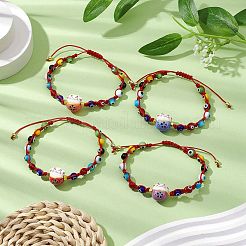 Adjustable Lanmpword Evil Eye Braided Bead Bracelet&nbsp;BJEW-JB11059