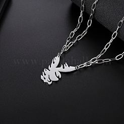 Fashionable Hip-hop 304 Stainless Steel Thorn Rabbit Pendant Necklaces for Women's Daily Wear&nbsp;QJ4694