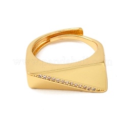 Brass Micro Pave Clear Cubic Zirconia Adjustable Rings for Women&nbsp;RJEW-A048-10G