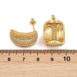 Brass Micro Pave Cubic Zirconia Oval Stud Earrings&nbsp;EJEW-L275-09G