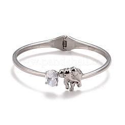 Clear Cubic Zirconia Elephant Cuff Bangle&nbsp;STAS-D165-03P