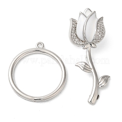 Brass Micro Pave Cubic Zirconia Toggle Clasps&nbsp;KK-N254-85P