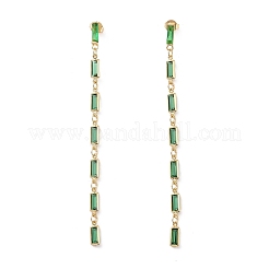Cubic Zirconia Rectangle Dangle Stud Earrings&nbsp;EJEW-P206-03G