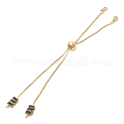 Brass Pave Cubic Zirconia Box Chain Slider Bracelet Making&nbsp;MAK-K024-02G-02
