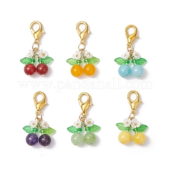 Cherry Natural Amethyst & Carnelian & Mashan Jade & Malaysia Jade Pendant Decoratoins&nbsp;HJEW-MZ00316