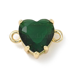 Brass Glass Heart Links Connector Charms&nbsp;KK-L268-016G