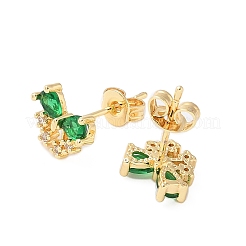 Brass Micro Pave Cubic Zirconia Stud Earrings&nbsp;EJEW-M103-09G