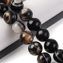 Natural Tibetan Agate(Dyed & Heated) 1-Eye Beads Strands&nbsp;G-G163-A02-04