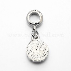 Platinum Plated Alloy Acrylic Rhinestone Large Hole European Dangle Flat Round Charms&nbsp;MPDL-E023-02C