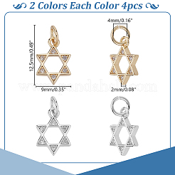 8Pcs 2 Colors Rack Plating Brass Micro Pave Cubic Zirconia Charms&nbsp;KK-AR0004-57