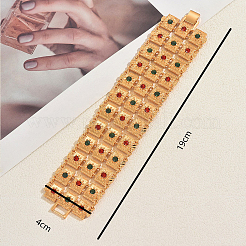 Elegant Alloy Pave Cubic Zirconia Rectangle Link Chain Wide Bracelets for Party&nbsp;RT6529