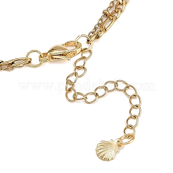 Natural Freshwater Shell & Alloy Glass Sun Pendant Synthetic Turquoise Round Beaded & 304 Stainless Steel Chain Double Layered Necklaces for Women&nbsp;NJEW-JN05469-04