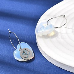 Natural & Synthetic Gemstone & 304 Stainless Steel Hoop Earrings for Women&nbsp;EJEW-G475-04P
