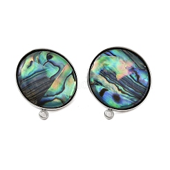 304 Stainless Steel Pave Natural Paua Shell Stud Earring Findings&nbsp;STAS-Z125-09P