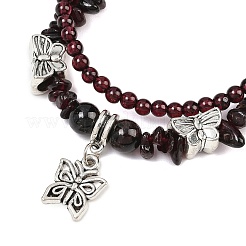 Natural Garnet Chip Beads Multi-strand Bracelet&nbsp;BJEW-JB07052-03
