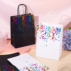 12Pcs 2 Colors Colorful Hot Stamping Heart Paper Gift Tote Bags&nbsp;ABAG-TA0001-57B