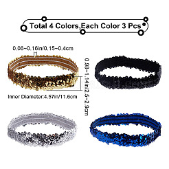 12Pcs 4 Colors Yarn & Rubber Elastic Headbands&nbsp;OHAR-GF0001-17