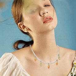 50Pcs Glass Pendants&nbsp;PALLOY-YW00217