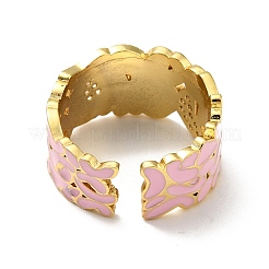 Enamel Butterfly and Heart Open Cuff Ring with Clear Cubic Zirconia&nbsp;RJEW-G254-02G